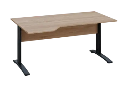 EZK 28 - 164 stůl kancelářský, rohový, levý, kovová podnož černá, deska 25 mm, široký 1600 mm, dub bardolino